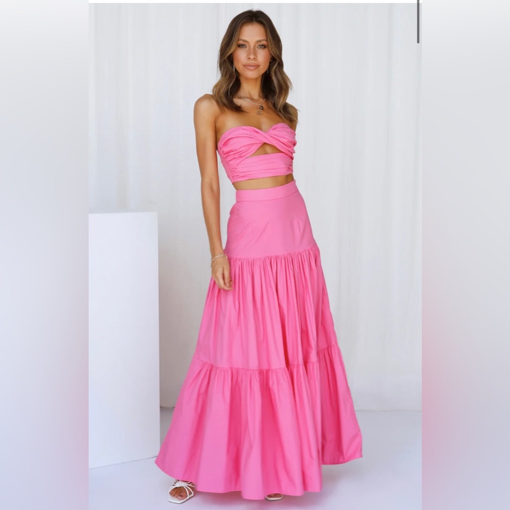 Runaway Ayla Maxi Skirt and Crop Top in Hot Pink
